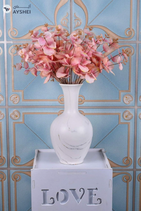 YATAI 2pcs Eucalyptus Leaves Flower, Lifelike Silk Eucalyptus Garland Faux Flowers, Green Leaves Eucalyptus Plants, Realistic Fake Flower Arrangement, Artificial Leaves Bunches for Office Decor, Pink