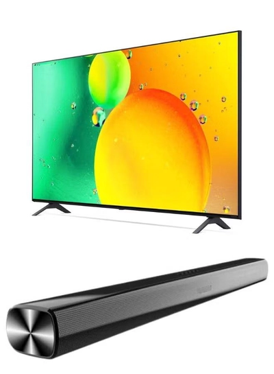 LG 65-Inch NANO75 4K UHD Smart TV with α5 Gen5 AI Processor & Active HDR + 2.0 Channel Bluetooth Soundbar – Home Theater Combo for Stunning Picture & Powerful Sound 65NANO75SQA+Soundbar Black-5