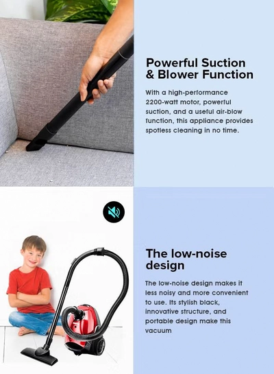 GEEPAS Preview Vacuum Cleaner With Powerful Suction, Low Noise Design, Dust Full Indicator, Flexible Hose With Air Flow On Handle, Plastic Insert Tube, Dustbag 1.5L, Pedal Switch And Auto Rewinding Wire 1.5 L 1400 W GVC2595 1.5 L 1400 W GVC2595 Red-7