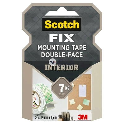 Scotch Fix Double-Face Interior Mounting Tape – Strong Adhesive for Secure Bonding on Various Surfaces (19 mm x 1.5 m)-0