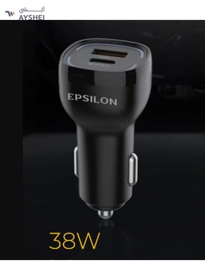 Epsilon Car Charger- 38W Max PD and QC 3.0 Dual Port, Power Delivery, Quick Charge