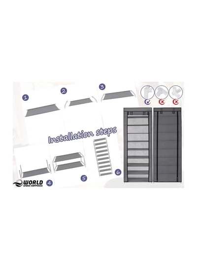 Eworld 10 Tier Shoe Rack Canvas Storage Cabinet Rack with 27 Pairs Shoes Space Organizer-5