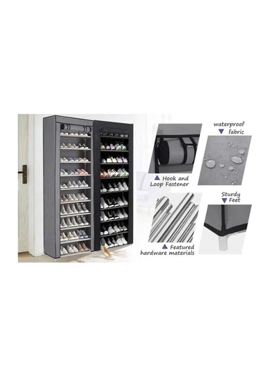 Eworld 10 Tier Shoe Rack Canvas Storage Cabinet Rack with 27 Pairs Shoes Space Organizer-6
