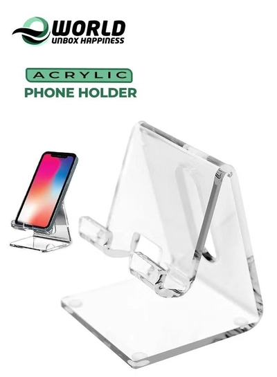 Eworld Clear Acrylic Phone Holder Stand with Non-slip Rubbers and Charging Hole, Perfect for Phones-0