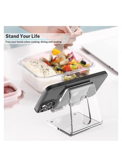 Eworld Clear Acrylic Phone Holder Stand with Non-slip Rubbers and Charging Hole, Perfect for Phones-4