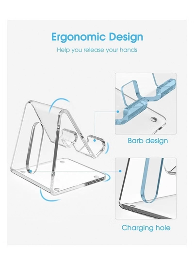 Eworld Clear Acrylic Phone Holder Stand with Non-slip Rubbers and Charging Hole, Perfect for Phones-7