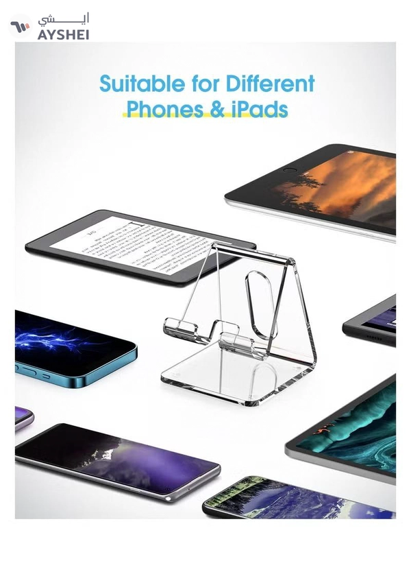 Eworld Clear Acrylic Phone Holder Stand with Non-slip Rubbers and Charging Hole, Perfect for Phones