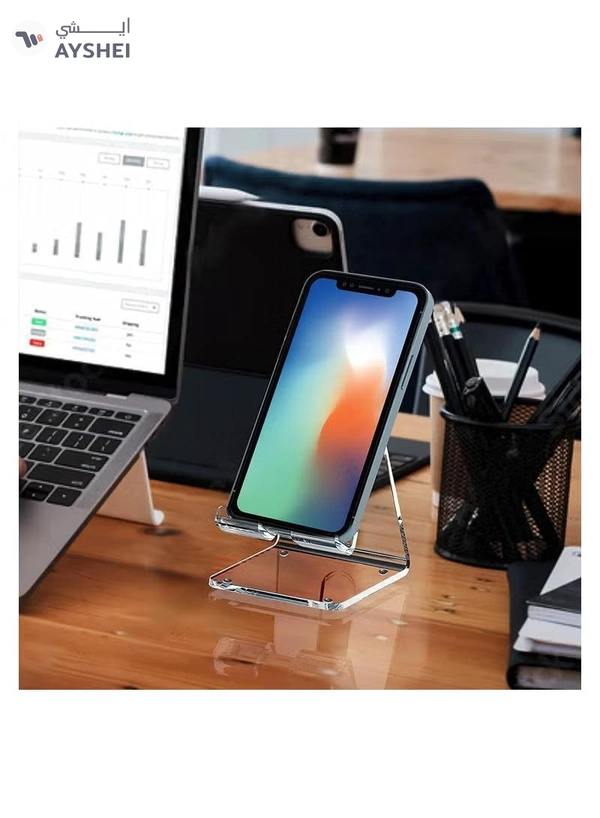 Eworld Clear Acrylic Phone Holder Stand with Non-slip Rubbers and Charging Hole, Perfect for Phones