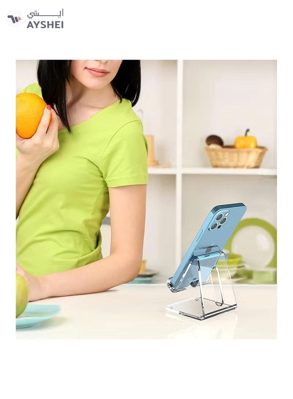Eworld Clear Acrylic Phone Holder Stand with Non-slip Rubbers and Charging Hole, Perfect for Phones