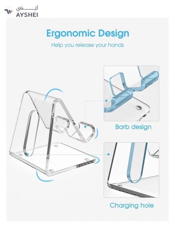 Eworld Clear Acrylic Phone Holder Stand with Non-slip Rubbers and Charging Hole, Perfect for Phones