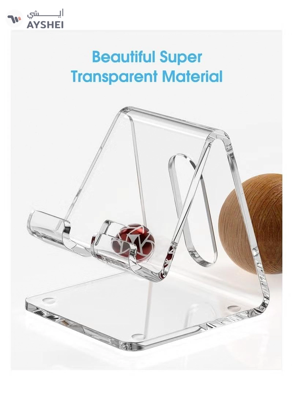 Eworld Clear Acrylic Phone Holder Stand with Non-slip Rubbers and Charging Hole, Perfect for Phones