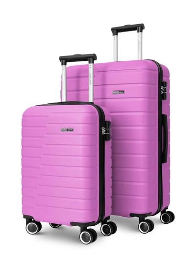PARAJOHN Series Set of 2 Luggage | Lightweight Small 10KG & Large 30KG ABS 4 Wheels Trolley Hardsided Travel Suitcase Pink-0