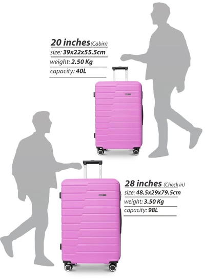 PARAJOHN Series Set of 2 Luggage | Lightweight Small 10KG & Large 30KG ABS 4 Wheels Trolley Hardsided Travel Suitcase Pink-2