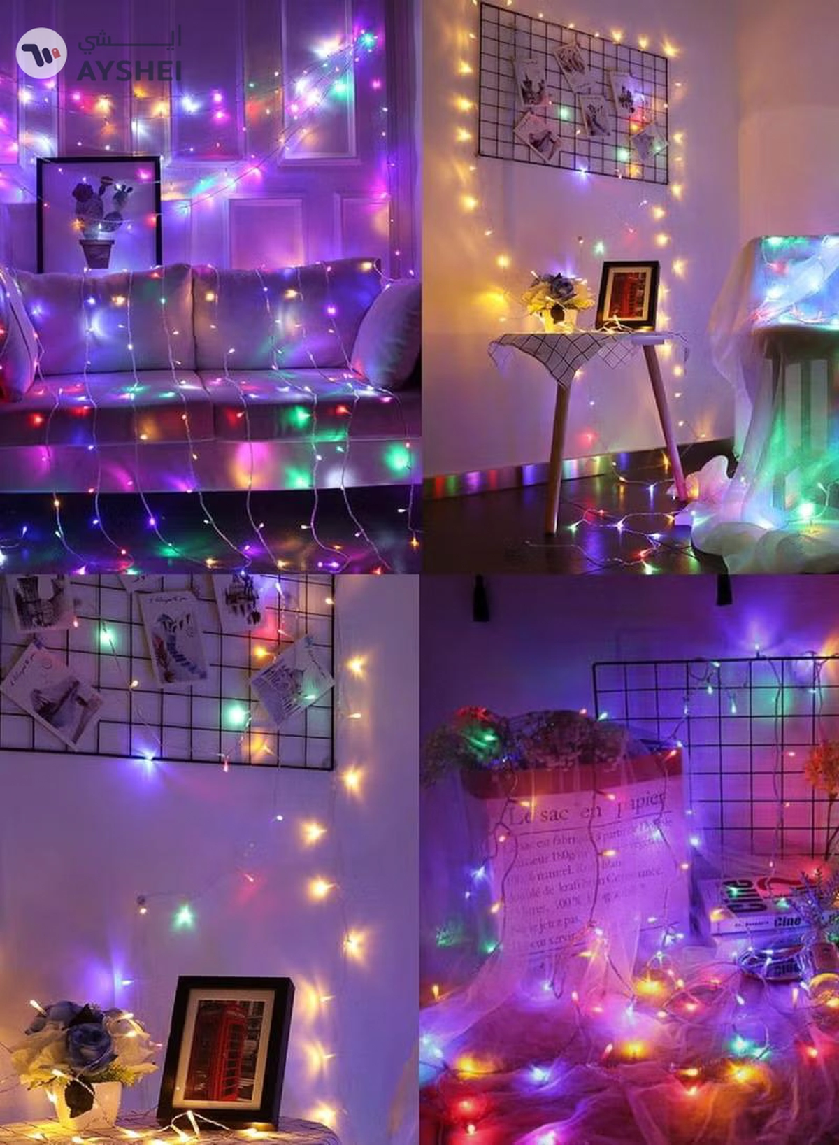 Yuwell 16 Meter 250 LED String Lights Decoration Lights RGB Light 8 Modes Led Light Clear Wire For Home Decorations Ramadan Lights Indoor & Outdoor Decoration Ramadan Decoration Light Diwali Lights Curtain Lights With 3-Pin UK Plug-2-2