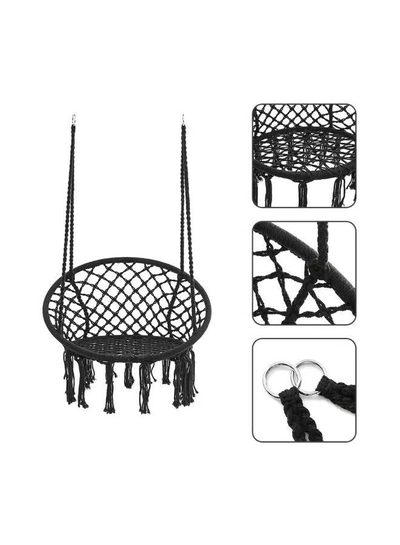 ANTILOP Round Hammock Chair Swing Black-3