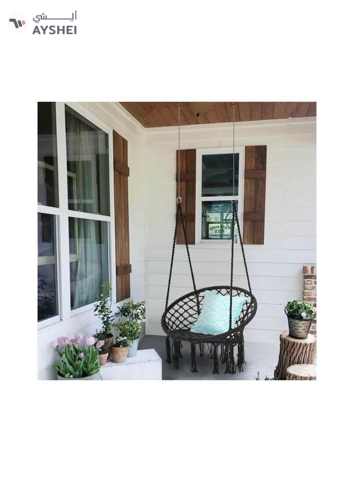 ANTILOP Round Hammock Chair Swing Black-4-4