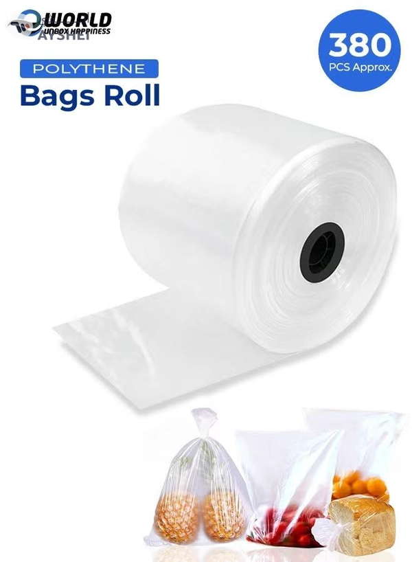 Eworld Transparent Polythene Food Storage Bags Roll, Extra-Thick, Leakproof