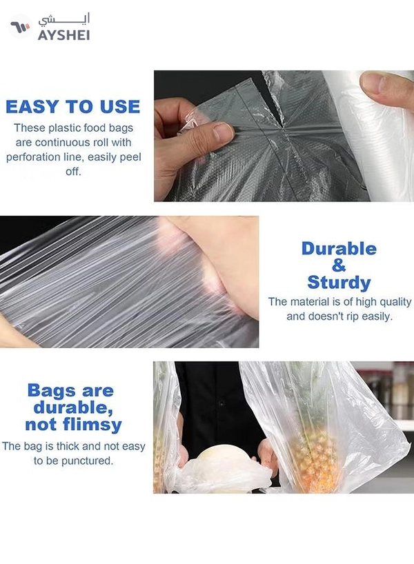 Eworld Transparent Polythene Food Storage Bags Roll, Extra-Thick, Leakproof