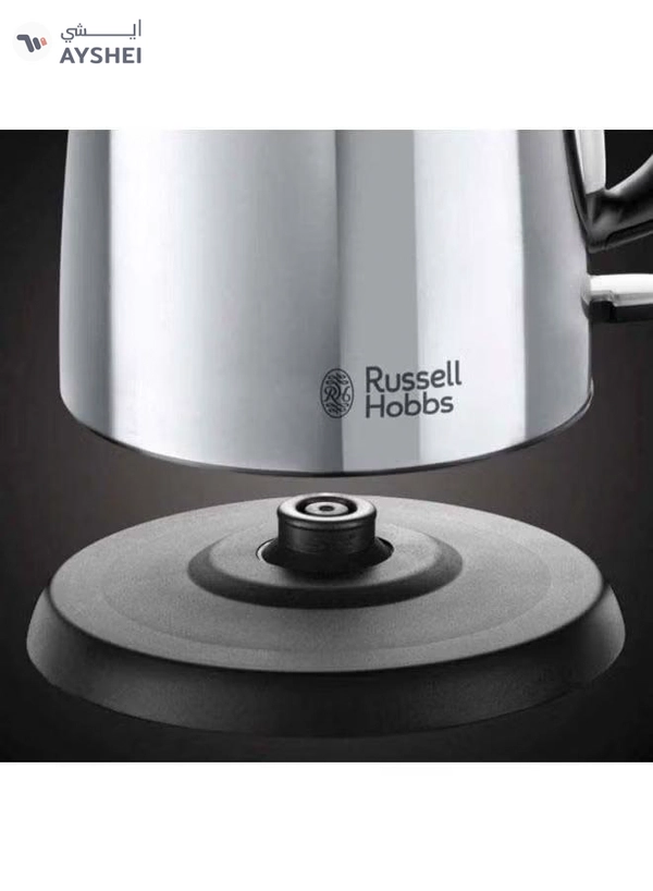 Russell Hobbs Victory Electric Kettle, Rapid Boil, Quiet, Perfect Pour, Energy Efficient, Stainless Steel 1 L 2400 W 24990GCC Silver/Black