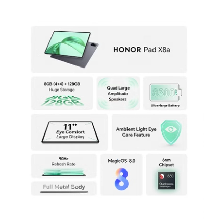 Honor Pad X8a 11-Inch Space Grey 4GB RAM 128GB Wi-Fi With Free Flip Cover - Middle East Version-2
