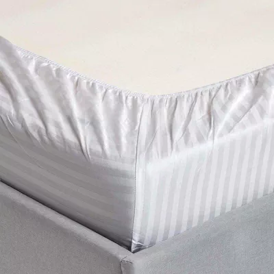 3pcs Fitted Bedsheet Set, 100x200cm, Deep Pocket (15–35cm), Striped Hotel Bed Sheet Set, White-2