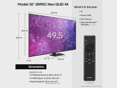  Renewed - Samsung 50" QN90C Neo QLED 4K HDR Smart TV 50QN90C-4