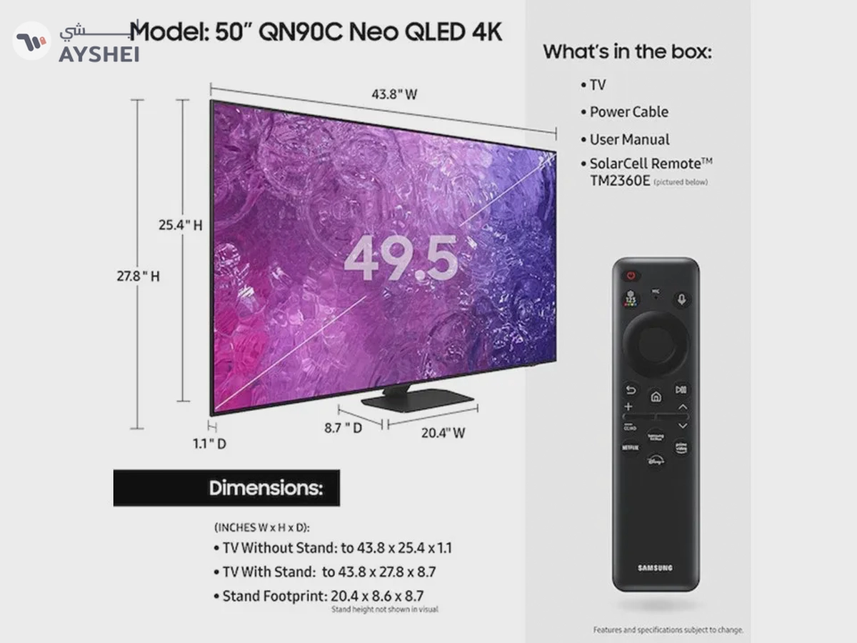  Renewed - Samsung 50" QN90C Neo QLED 4K HDR Smart TV 50QN90C-4-4