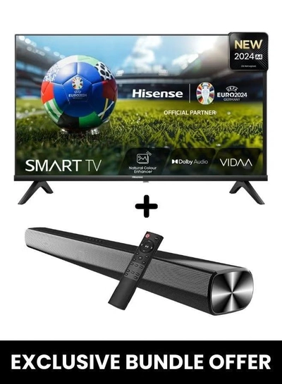 Hisense 43-Inch A4N FHD LED Smart TV + Powerful 2.0 Ch Soundbar | VIDAA Smart OS, 60 Hz, DTS Virtual:X, Direct Full Array | USB, HDMI ARC, Bluetooth - 43A4N+SOUNDBAR (2024) 43A4N+SOUNDBAR black-0