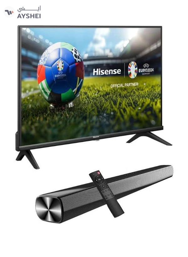 Hisense 43-Inch A4N FHD LED Smart TV + Powerful 2.0 Ch Soundbar | VIDAA Smart OS, 60 Hz, DTS Virtual:X, Direct Full Array | USB, HDMI ARC, Bluetooth - 43A4N+SOUNDBAR (2024) 43A4N+SOUNDBAR black
