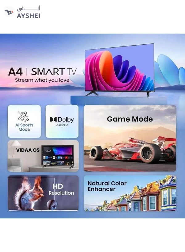 Hisense 43-Inch A4N FHD LED Smart TV + Powerful 2.0 Ch Soundbar | VIDAA Smart OS, 60 Hz, DTS Virtual:X, Direct Full Array | USB, HDMI ARC, Bluetooth - 43A4N+SOUNDBAR (2024) 43A4N+SOUNDBAR black