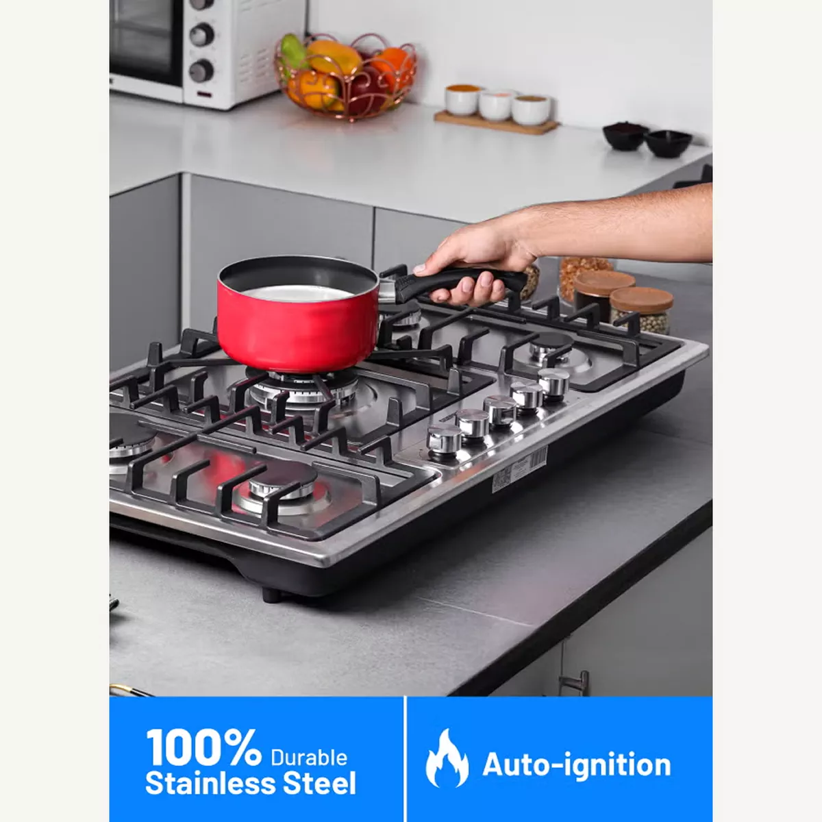 Geepas 5-In-1 Built In Gas Hob-| Five Burner Gas Stove with Separate Ignition-4-4