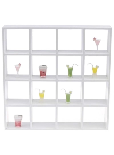 Eworld White Wooden Display Case with 16 Compartments-1