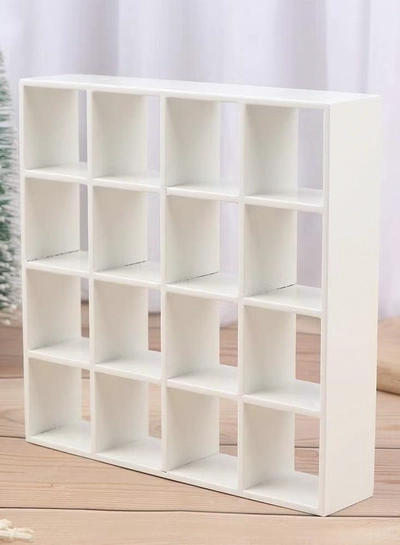 Eworld White Wooden Display Case with 16 Compartments-5