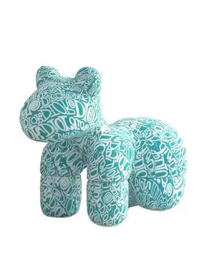 Luxury Designer Style Bear Ottoman Stool Plush Animal Footrest Seat Decorative Accent Chair for Living Room, Bedroom, Kids Room and Office, Soft Padded Comfortable Seating, Modern Home Décor, Durable Upholstered Fabric, Cute Bear Shape,-1