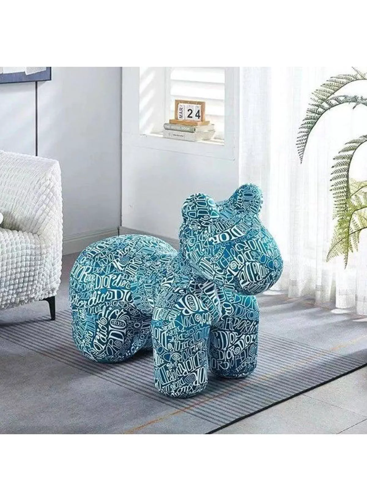 Luxury Designer Style Bear Ottoman Stool Plush Animal Footrest Seat Decorative Accent Chair for Living Room, Bedroom, Kids Room and Office, Soft Padded Comfortable Seating, Modern Home Décor, Durable Upholstered Fabric, Cute Bear Shape,