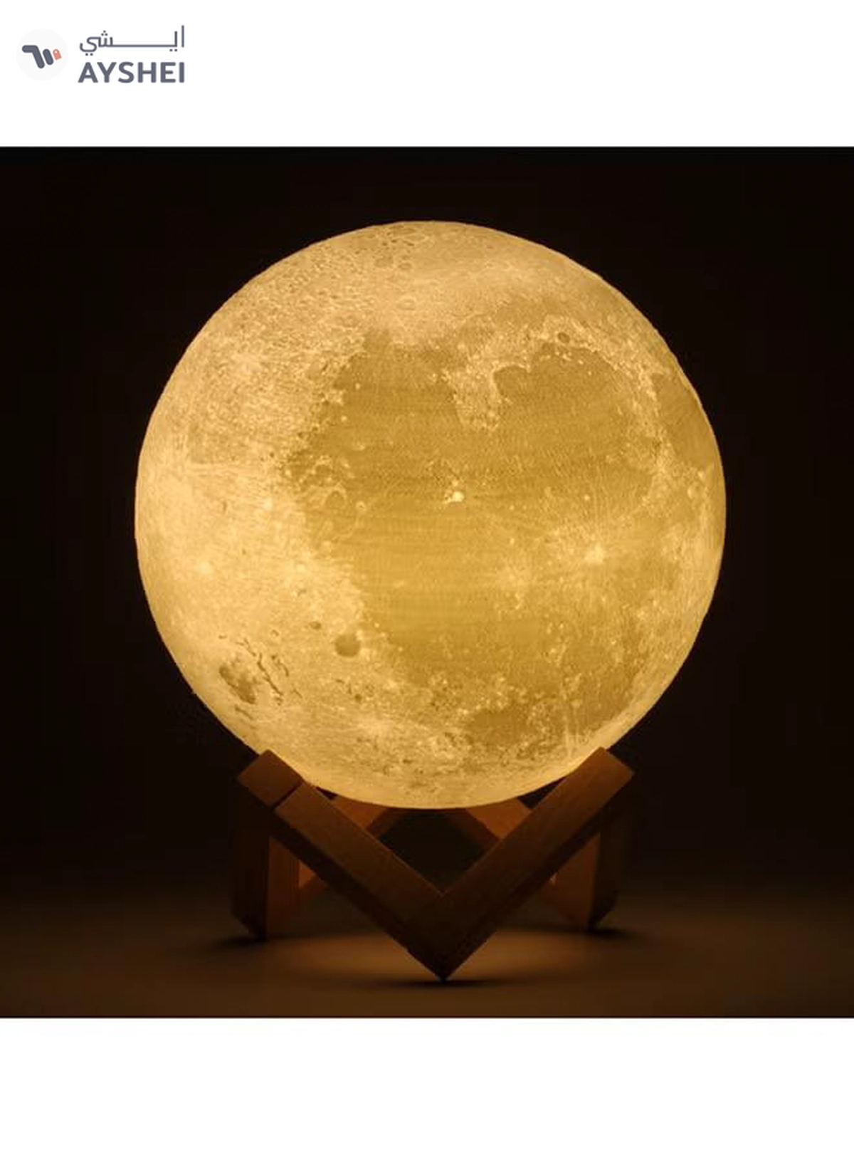 VANDER LIFE 3D Full Moon-Shaped LED Light Lamp With Touch Control White 8cm-1-1