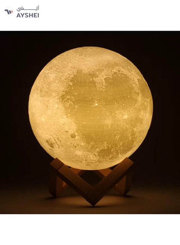 VANDER LIFE 3D Full Moon-Shaped LED Light Lamp With Touch Control White 8cm
