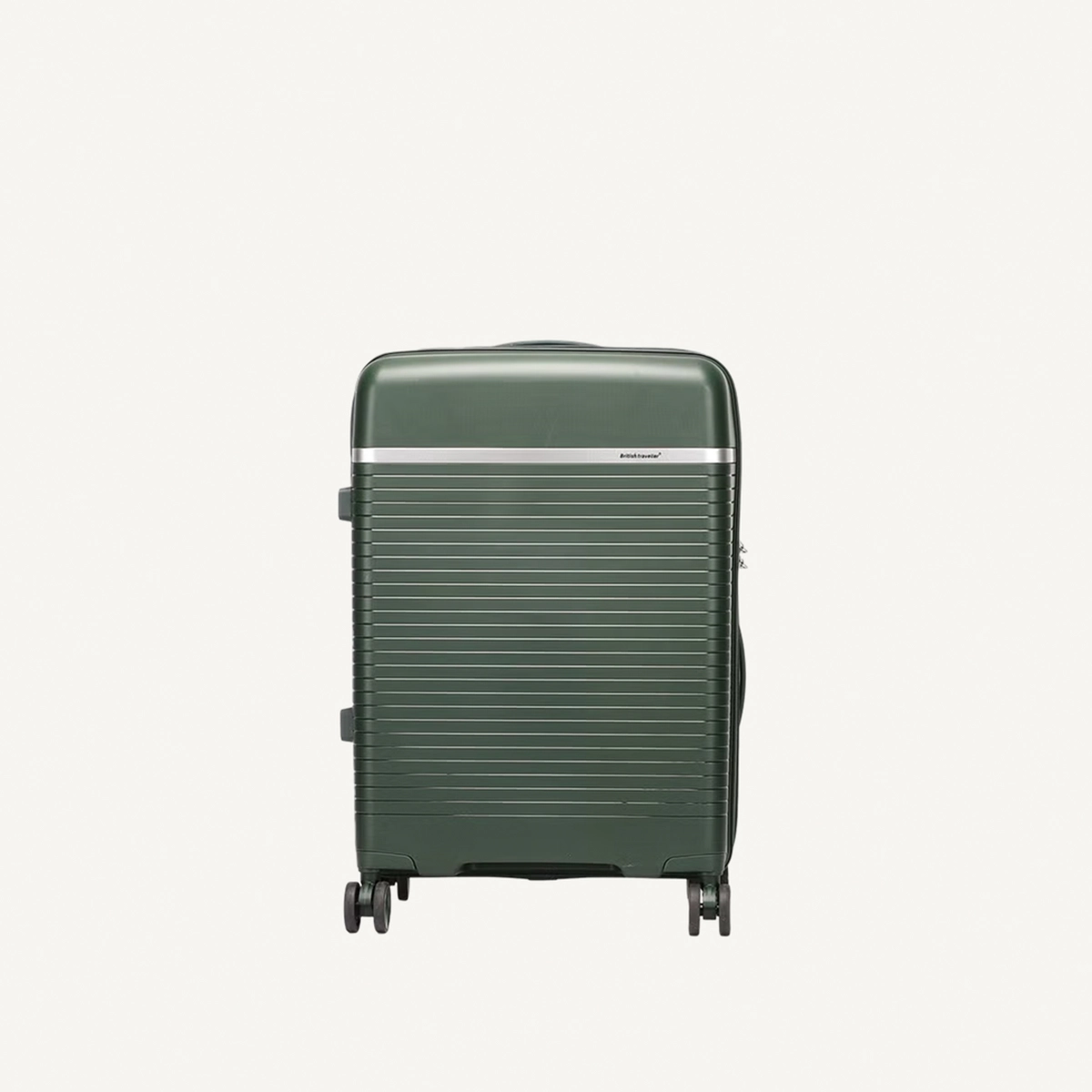 British Traveller 3-Piece Polypropylene Luggage Set | 20”, 24”, 28” Lightweight Suitcases with 360° Spinner Wheels, TSA Lock, Water & Scratch Resistant | Durable Hard Shell Trolley Bags with Telescopic Handle - Green-5-5