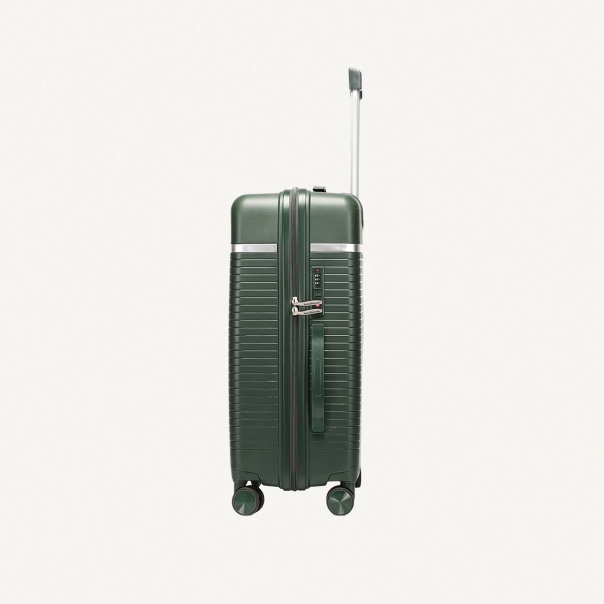 British Traveller 3-Piece Polypropylene Luggage Set | 20”, 24”, 28” Lightweight Suitcases with 360° Spinner Wheels, TSA Lock, Water & Scratch Resistant | Durable Hard Shell Trolley Bags with Telescopic Handle - Green-3-3