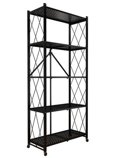 DubaiGallery 5 Tier Foldable Standing Storage Rack Shelf Unit With Wheel for Kitchen Garage Home Closet Office Heavy Duty Shelves-1