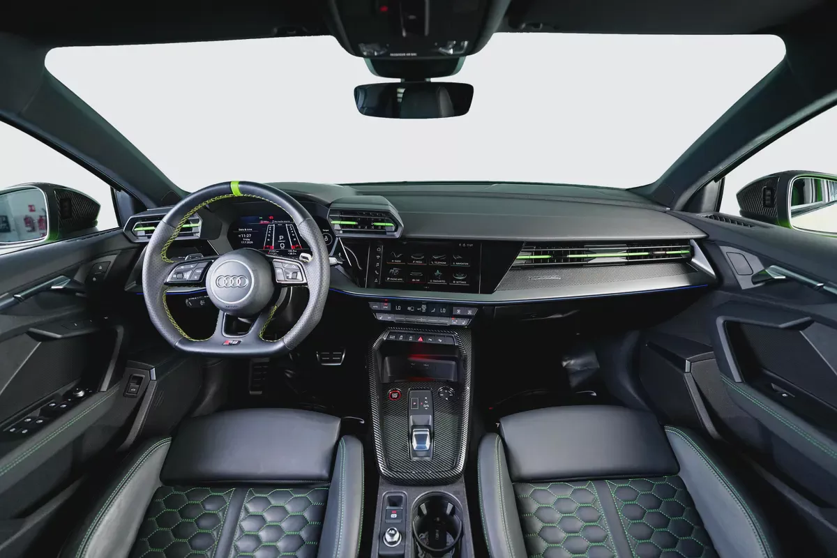 Audi RS3 Sedan-GCC-Exclusive Green Color-Full Leather Interior-Green Accents-Sports Exhaust-9-9
