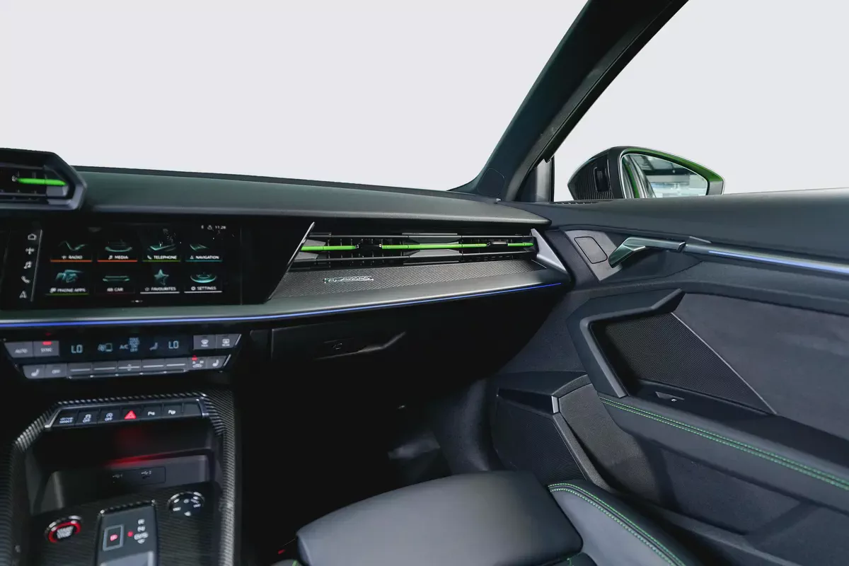 Audi RS3 Sedan-GCC-Exclusive Green Color-Full Leather Interior-Green Accents-Sports Exhaust-10-10
