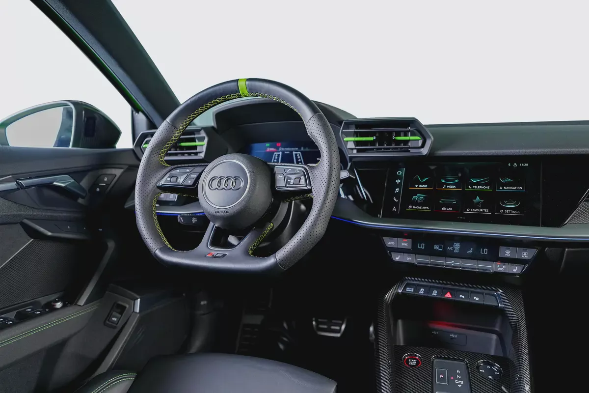 Audi RS3 Sedan-GCC-Exclusive Green Color-Full Leather Interior-Green Accents-Sports Exhaust-13-13