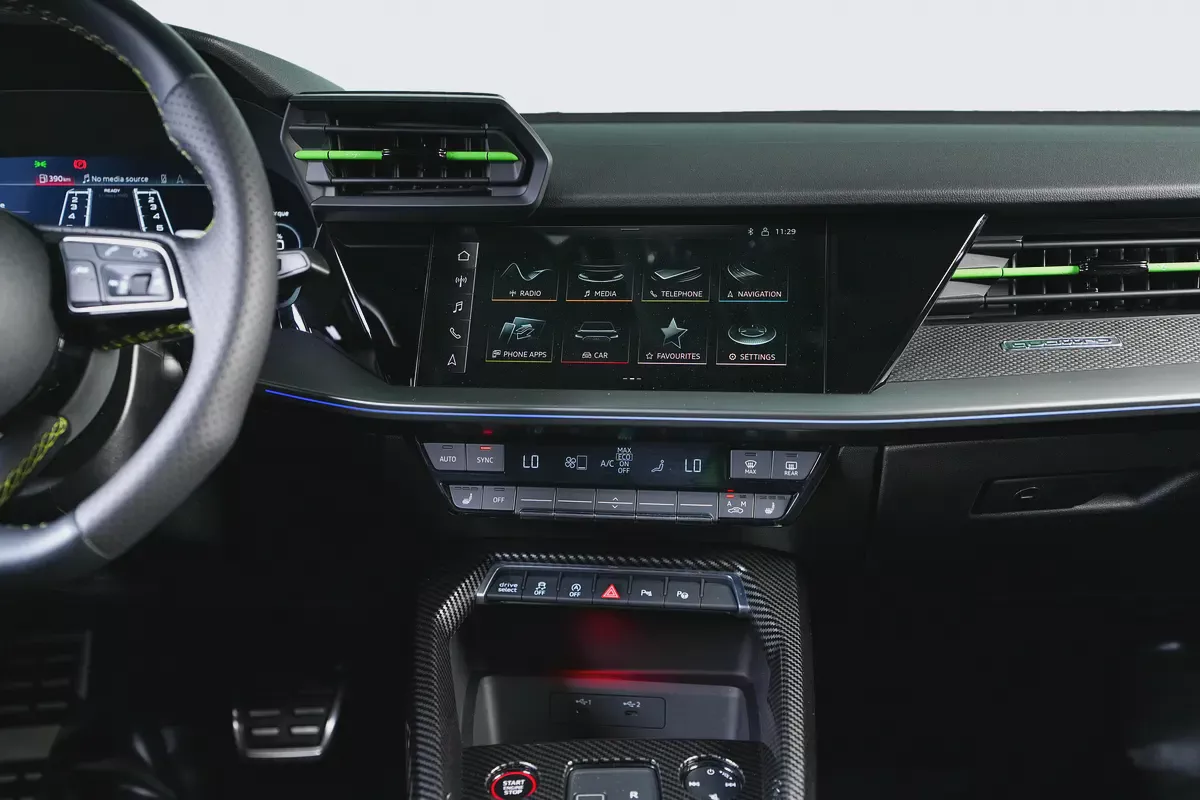 Audi RS3 Sedan-GCC-Exclusive Green Color-Full Leather Interior-Green Accents-Sports Exhaust-14-14