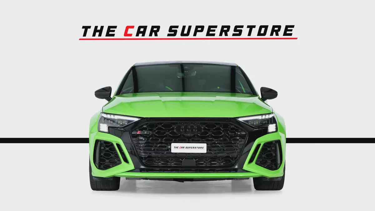 Audi RS3 Sedan-GCC-Exclusive Green Color-Full Leather Interior-Green Accents-Sports Exhaust-2-2