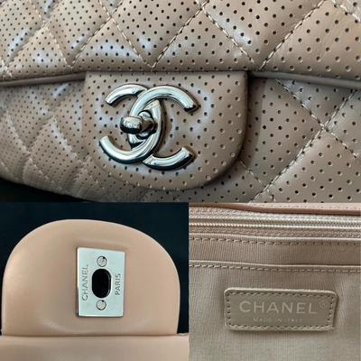 CHANEL BAG - CLASSIC DESIGN - BEIGE SILVER - FINE CONDITION!-1