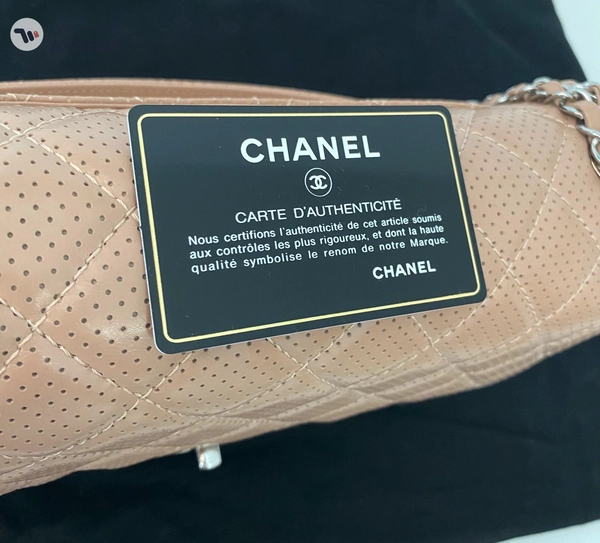 CHANEL BAG - CLASSIC DESIGN - BEIGE SILVER - FINE CONDITION!
