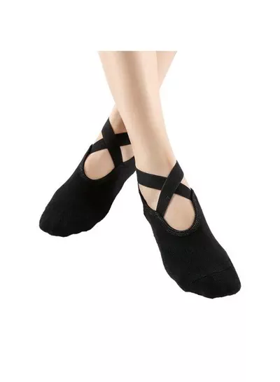 Women’s Non-Slip Pilates Socks with Cross Strap Design, Grip Bottom Yoga Socks, Breathable Cotton Ballet Socks, Low-Cut Ankle Socks for Yoga, Pilates, Barre, Dance, Gym, Fitness and Home Workouts-6