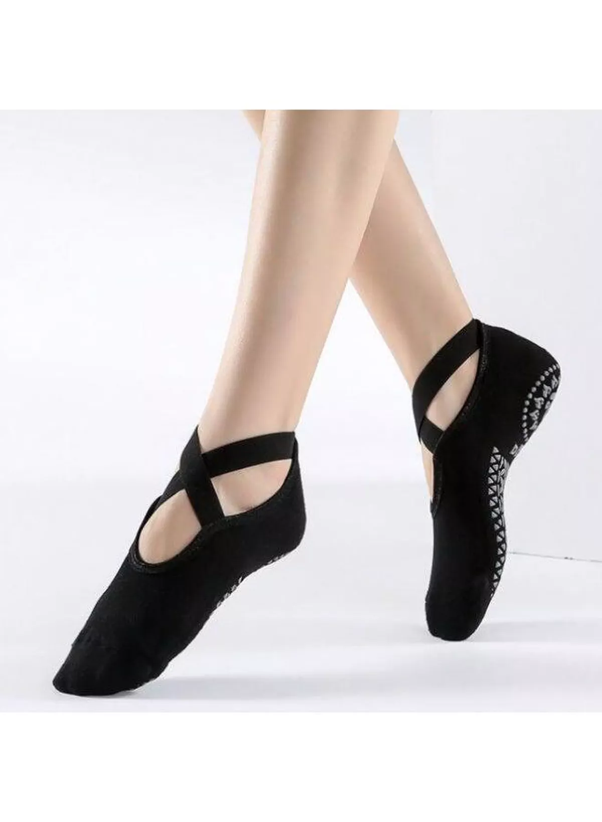 Women’s Non-Slip Pilates Socks with Cross Strap Design, Grip Bottom Yoga Socks, Breathable Cotton Ballet Socks, Low-Cut Ankle Socks for Yoga, Pilates, Barre, Dance, Gym, Fitness and Home Workouts-5-5