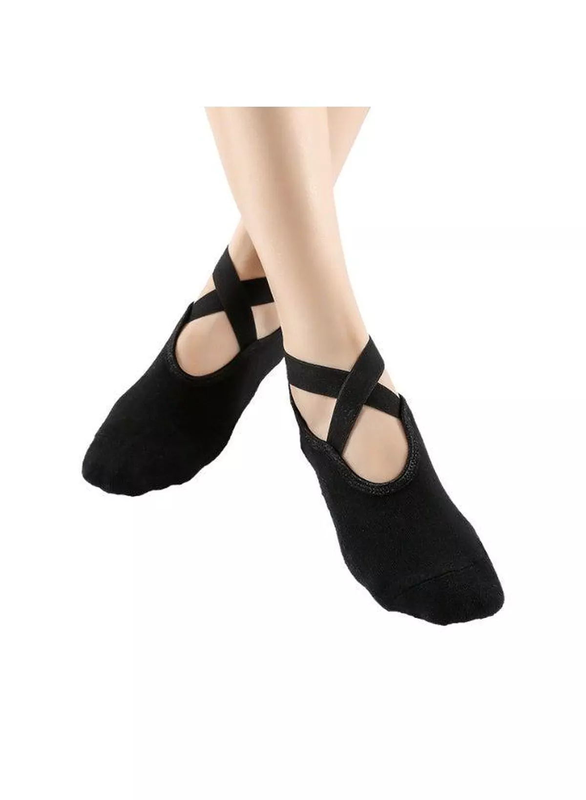 Women’s Non-Slip Pilates Socks with Cross Strap Design, Grip Bottom Yoga Socks, Breathable Cotton Ballet Socks, Low-Cut Ankle Socks for Yoga, Pilates, Barre, Dance, Gym, Fitness and Home Workouts-6-6